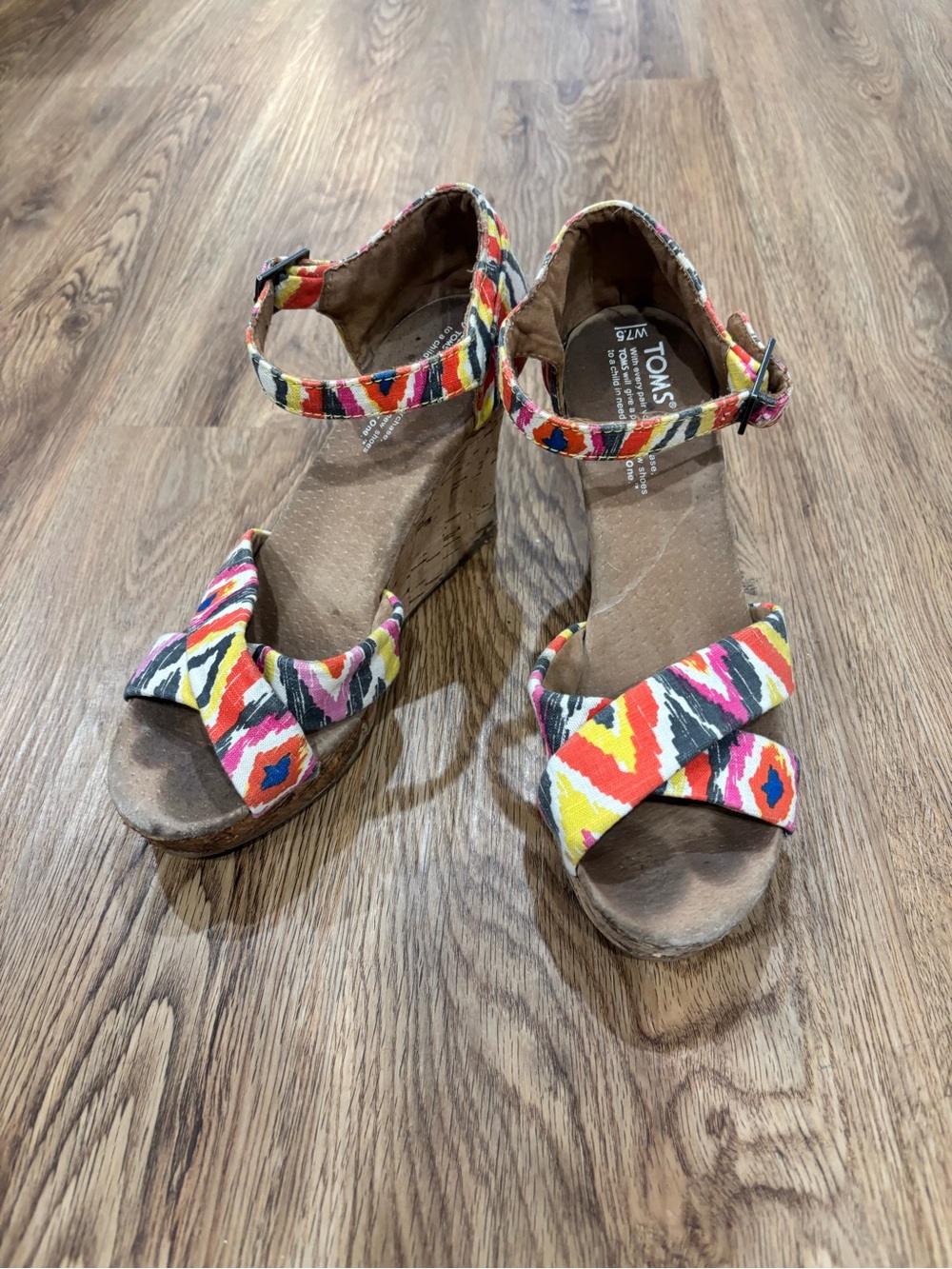 TOMS Colorful Aztec Print Wedge Sandals